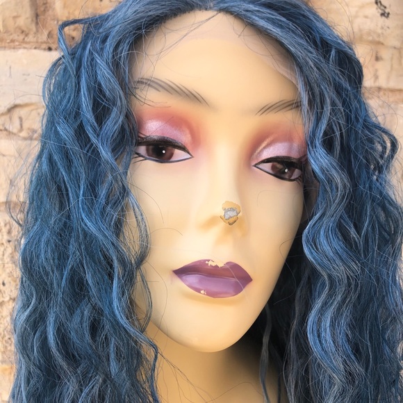 Blue Long Curly Soft Swisslace Lacefront wig - Picture 8 of 16